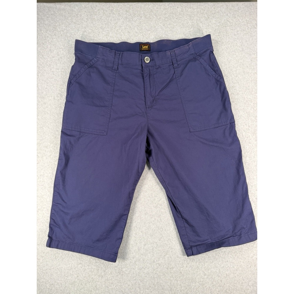 Lee Easy Fit Navy Snap Closure High-Rise Bermuda Shorts 18